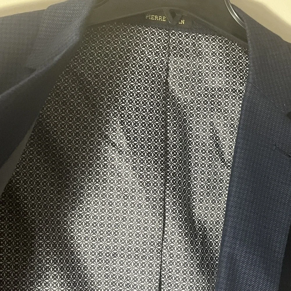 NWT Pierre Loren Navy Houndstooth Sport Coat Blazer 46L‎